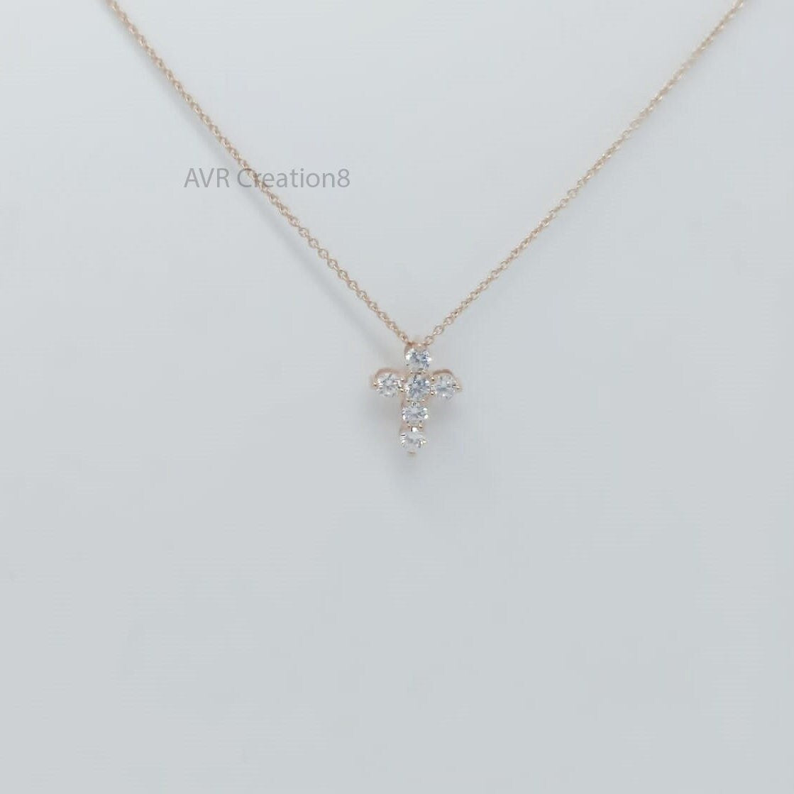 Tiny Cross Diamond Pendant Necklace | Dainty Pave Diamond Cross | 925 Sterling Silver | Everyday Wear Religious Jewelry | Pendant For Women