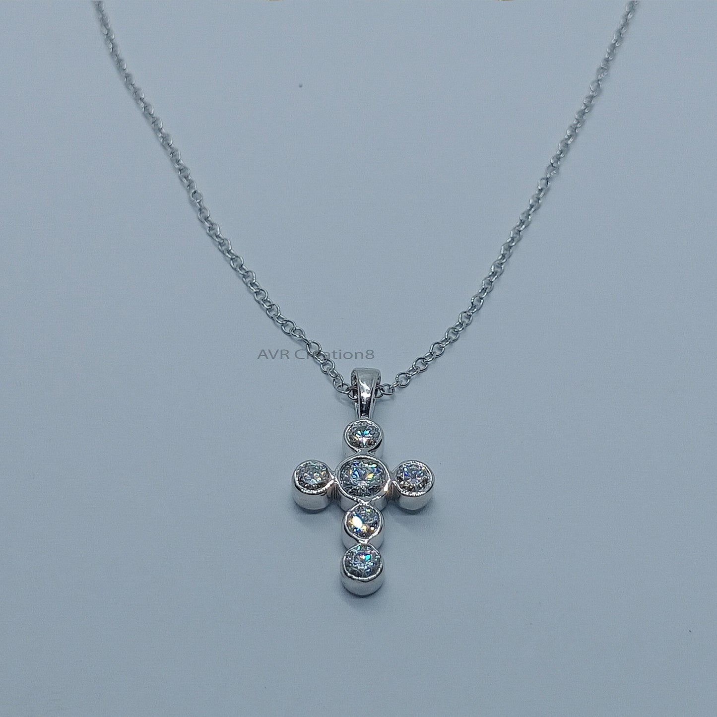 Diamond Cross Pendant, Tiny Cross Pendant Necklace, Diamond Women Necklace, Bezel Diamond Setting, Anniversary Gift, Daily Use Cross For Her