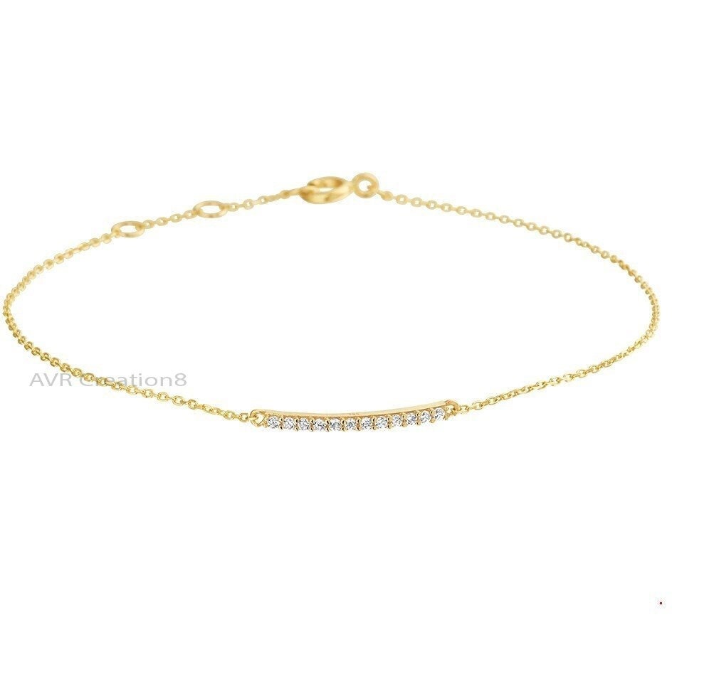 Dainty Diamond Bracelet, Cluster Diamond Bracelet, Handmade Charm Bracelet, 14K Yellow Gold Plated, Bracelet for Women, Gifts For Her