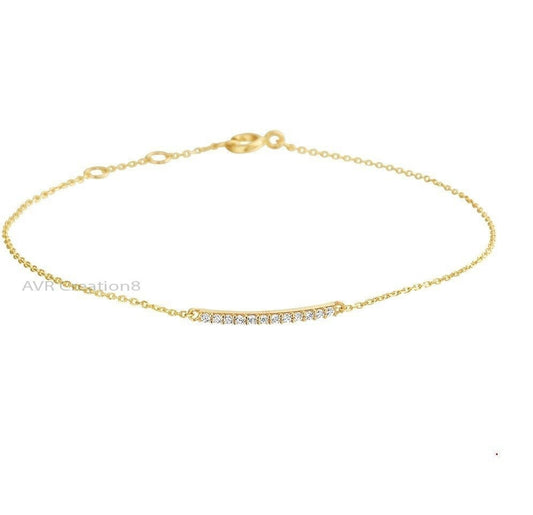 Dainty Diamond Bracelet, Cluster Diamond Bracelet, Handmade Charm Bracelet, 14K Yellow Gold Plated, Bracelet for Women, Gifts For Her