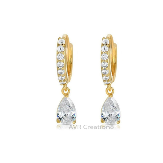 Teardrop Diamond Earrings, Pear Cut Drop Dangle Earrings for Women, 14K Yellow Gold Dangle Earrings, Mothers Day Gift, Women Earrings Gift
