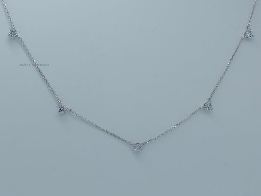 Dainty Diamond/CZ Station Necklace | Sterling Silver Scattered Stone Choker | Floating Diamond Necklace | Bridesmaid Gift | Everyday Jewelry