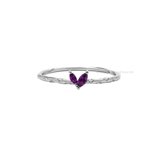 Marquise Cut Purple Amethyst Engagement Ring, Stackable Ring, Gemstone Ring, 925 Sterling Silver, Mother's Day Gifts, Gifts For Girlfriend