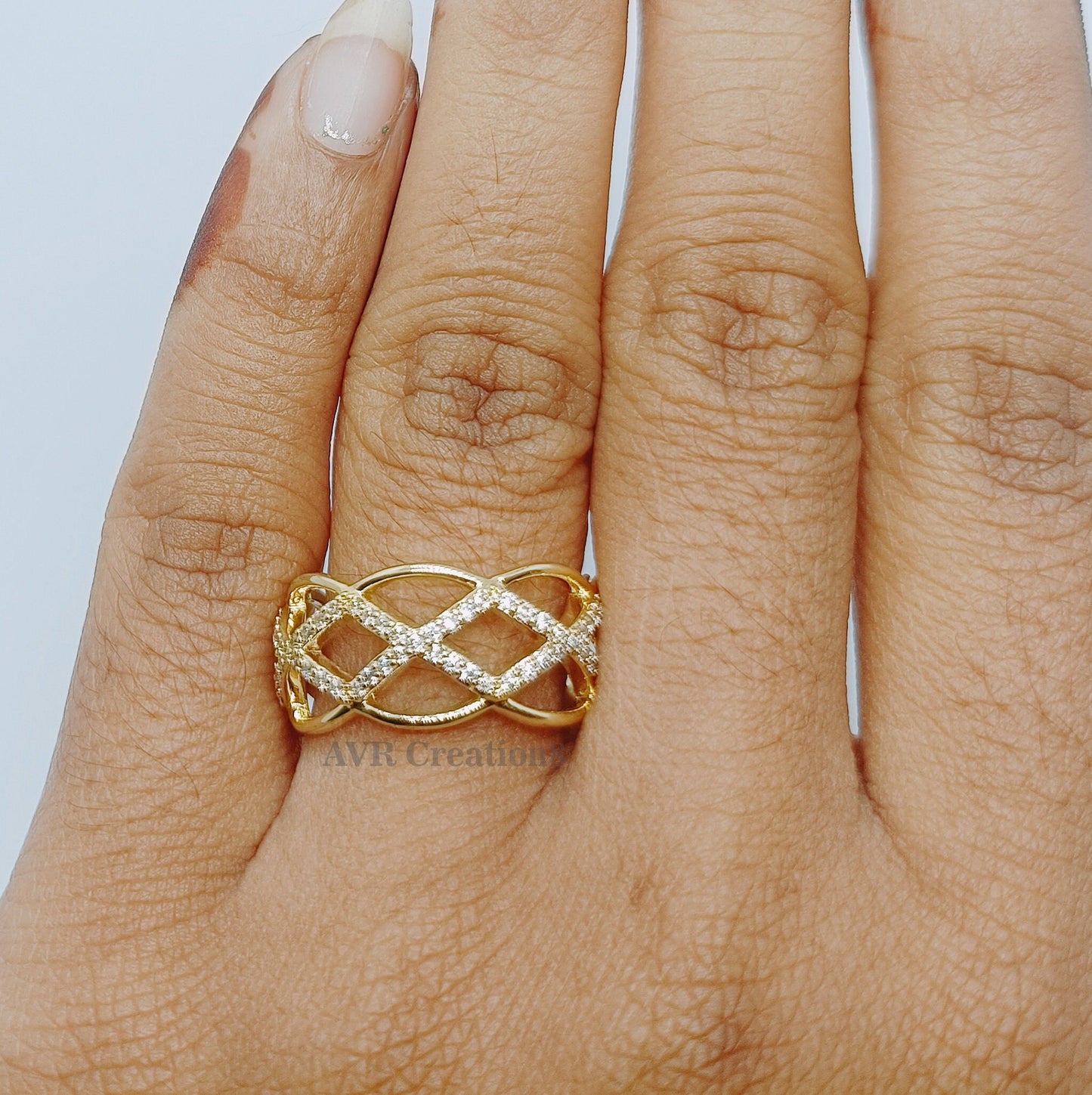 Criss Cross Ring, Pave Diamond X Ring, Wedding Band, Stackable Ring, Statement Ring for Her, Statement Ring, Diamond Band, Anniversary Gifts