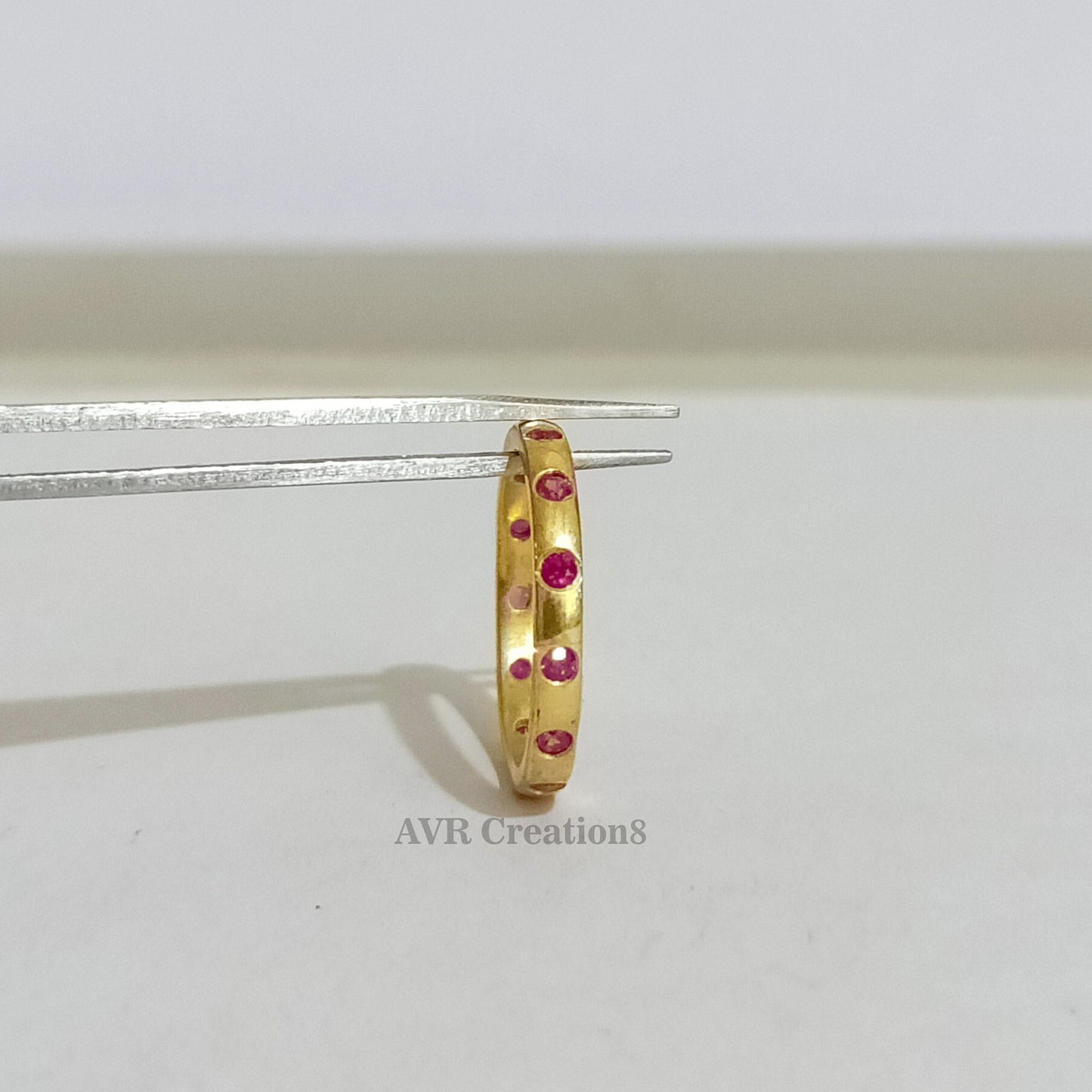 Eternity Pink Ruby Wedding Unique Band Ring, Bezel Set Ruby Ring, Dainty Marriage Ring, 14K Yellow Gold Plated, Gifts For Girlfriend, Gifts