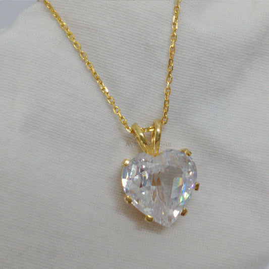 Heart Solitaire Necklace | Dainty Heart Pendant | Cubic Zirconia Love Necklace | Bridal & Anniversary Gift | Everyday Sweetheart Jewelry
