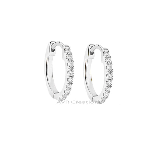Minimalist Diamond Hoop Huggies Earrings For Women, Diamond Hoop Earrings, Everdaywear Earrings, 925 Sterling Silver, Mothers Day Gifts