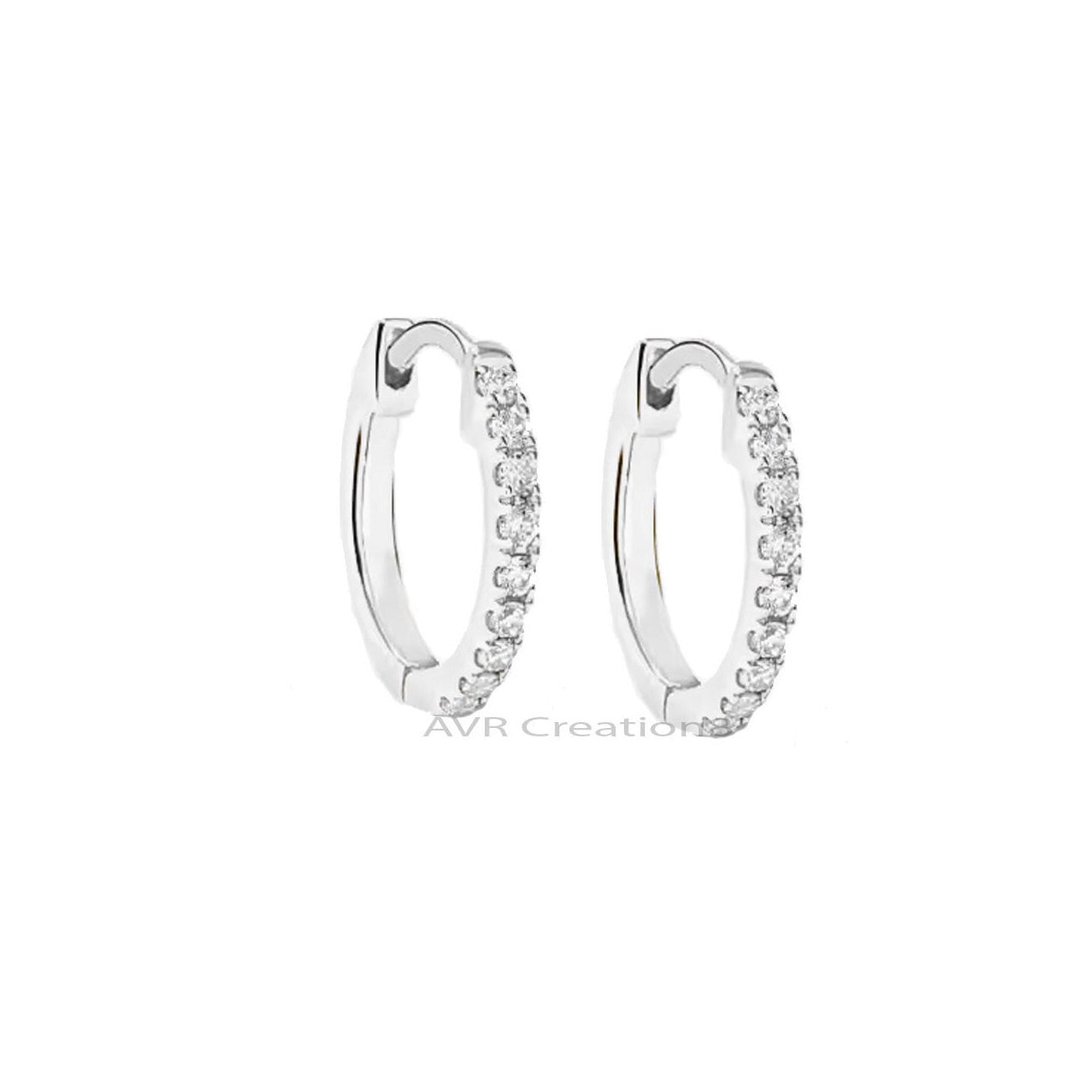 Minimalist Diamond Hoop Huggies Earrings For Women, Diamond Hoop Earrings, Everdaywear Earrings, 925 Sterling Silver, Mothers Day Gifts