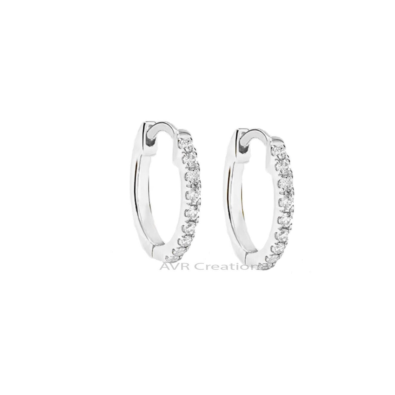 Minimalist Diamond Hoop Huggies Earrings For Women, Diamond Hoop Earrings, Everdaywear Earrings, 925 Sterling Silver, Mothers Day Gifts