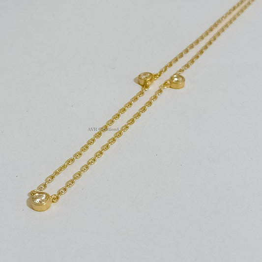 Bezel Set Dainty Diamond Pendant Necklace , Round Cut Diamond Pendant, 14K Yellow Gold Plated, Pendant For Women, Gifts For Girlfriend