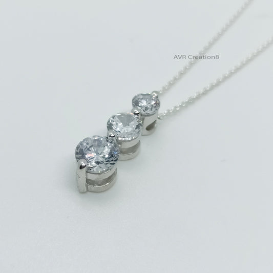 Three Stone Moissanite Necklace | Moissanite Pendant | 925 Sterling Silver | Past Present Future Necklace | Gift for Her | Birthday Gift