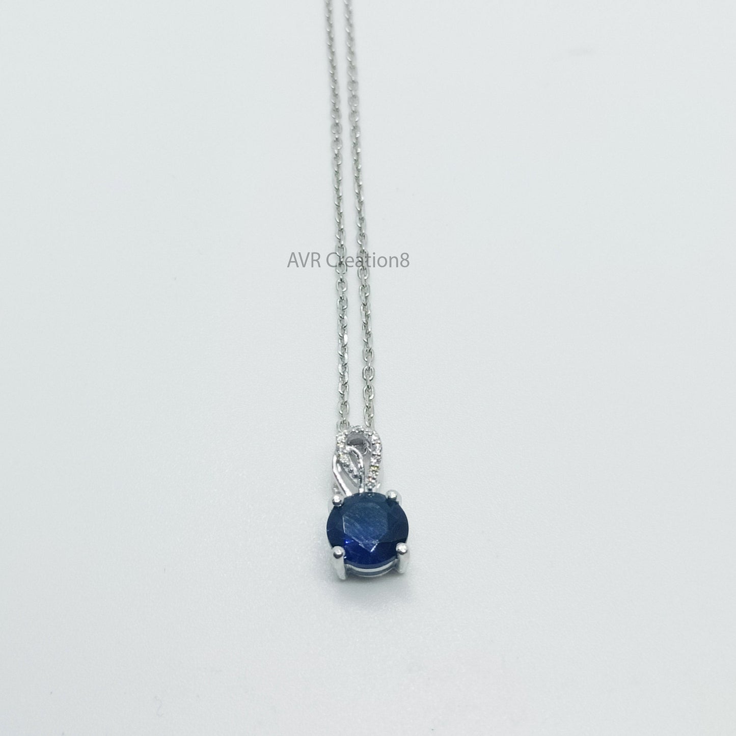 Blue Sapphire & Diamond Necklace Pendant | Minimalist Blue Gemstone Pendant | 925 Sterling Silver | Pendant For Women | September Birthstone