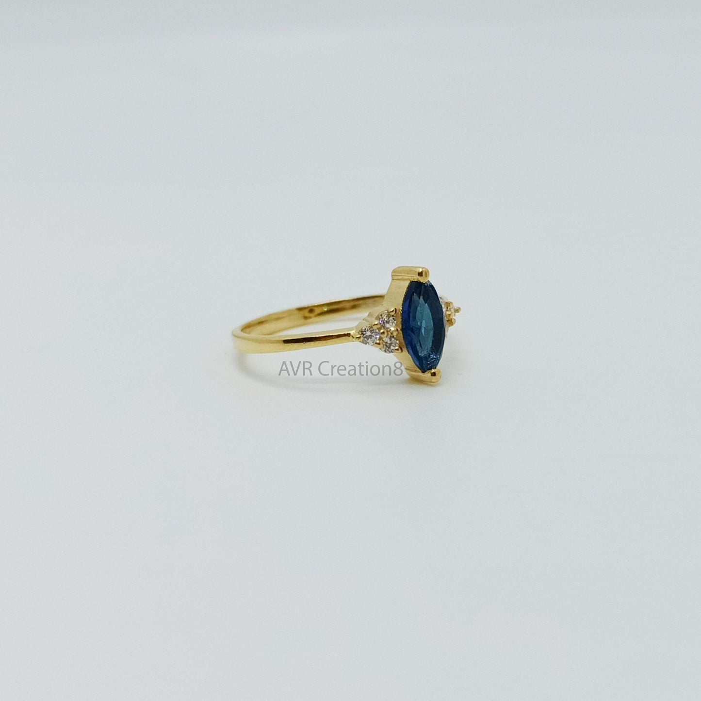 Marquise Blue Moissanite Ring | Sapphire Blue Ring | 14k Gold Plated 925 Sterling Silver | Cluster Accent Ring | Promise Ring | Gift For Her