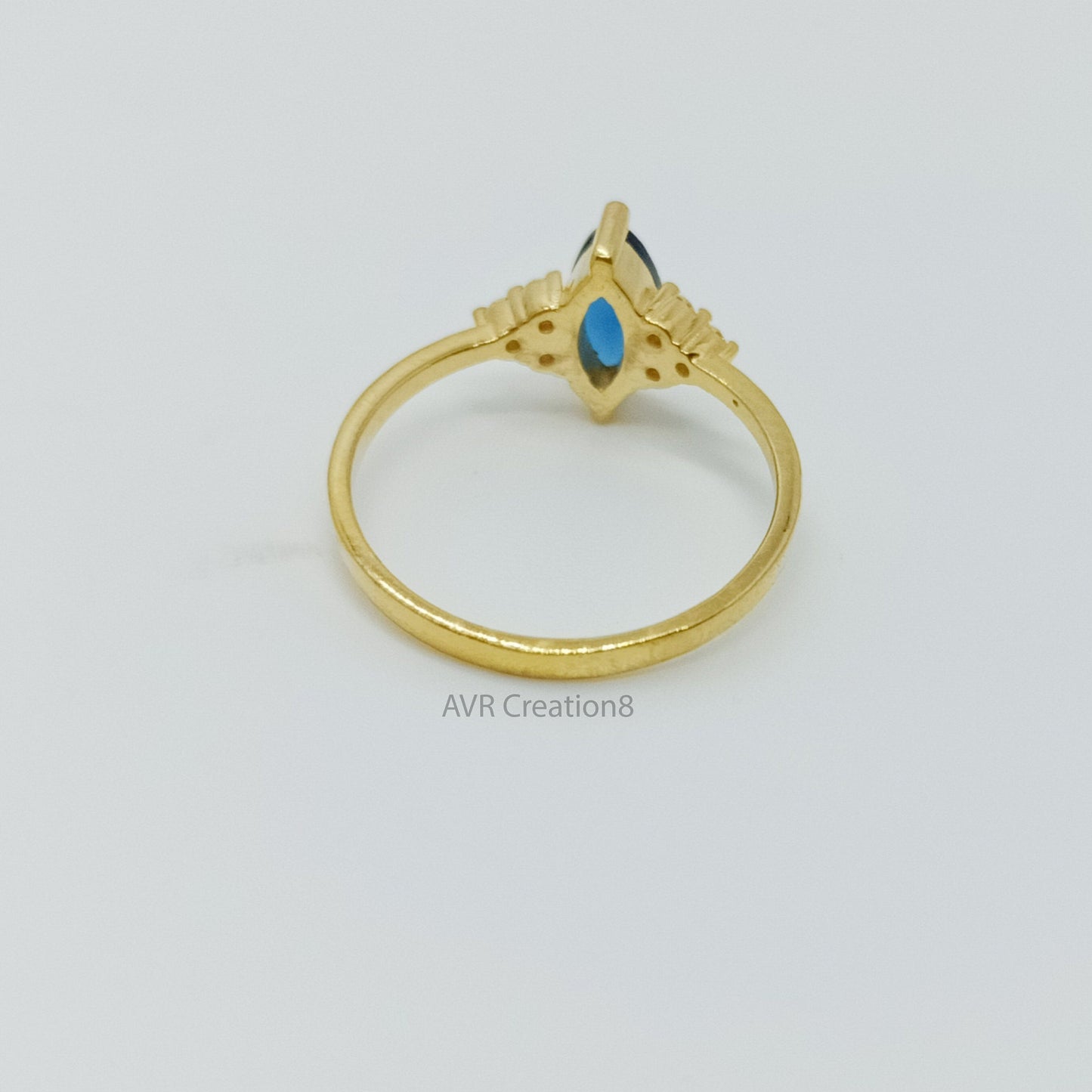 Marquise Blue Moissanite Ring | Sapphire Blue Ring | 14k Gold Plated 925 Sterling Silver | Cluster Accent Ring | Promise Ring | Gift For Her