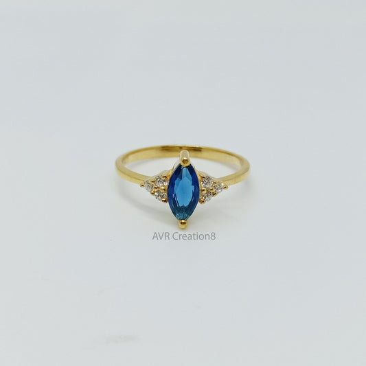 Marquise Blue Moissanite Ring | Sapphire Blue Ring | 14k Gold Plated 925 Sterling Silver | Cluster Accent Ring | Promise Ring | Gift For Her