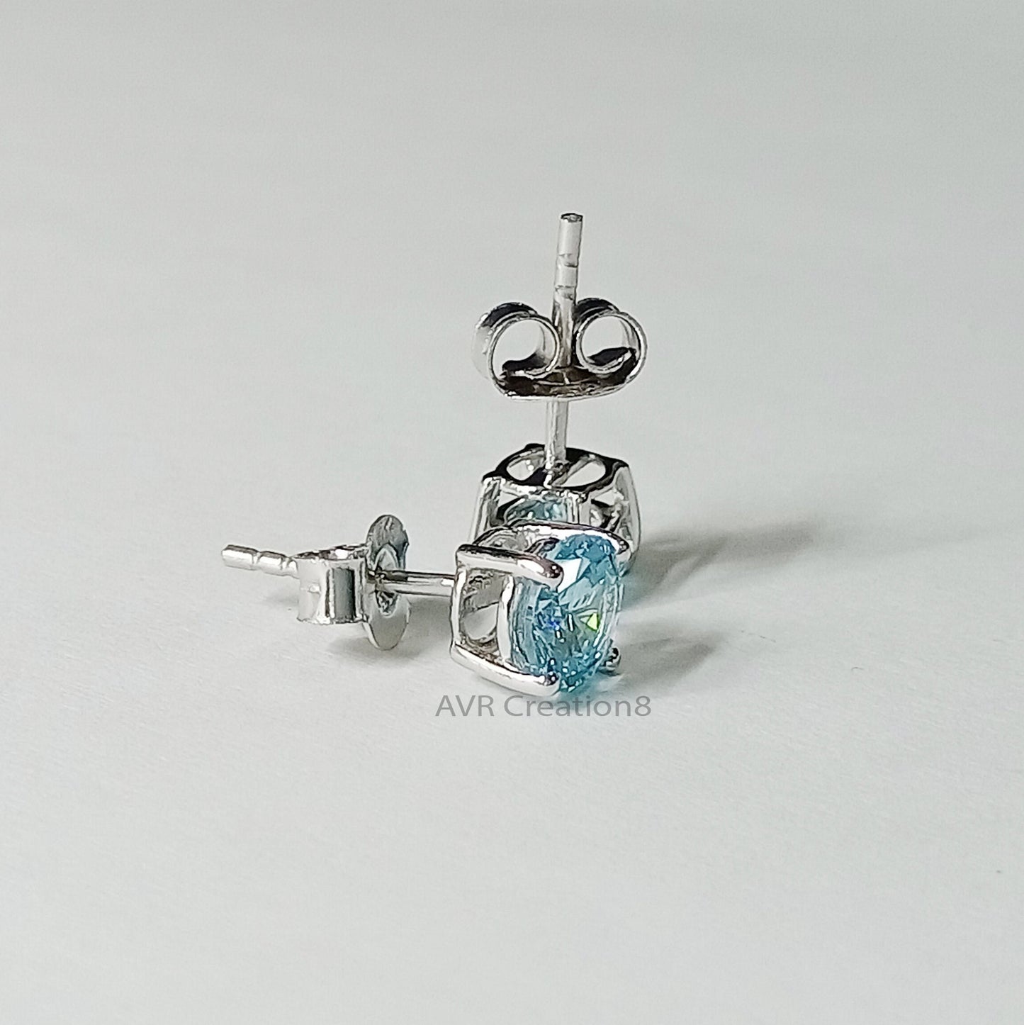 Blue Topaz Stud Earrings | Round Blue Topaz | 925 Sterling Silver | December Birthstone Earrings | Minimalist Everyday Jewelry Gift for Her