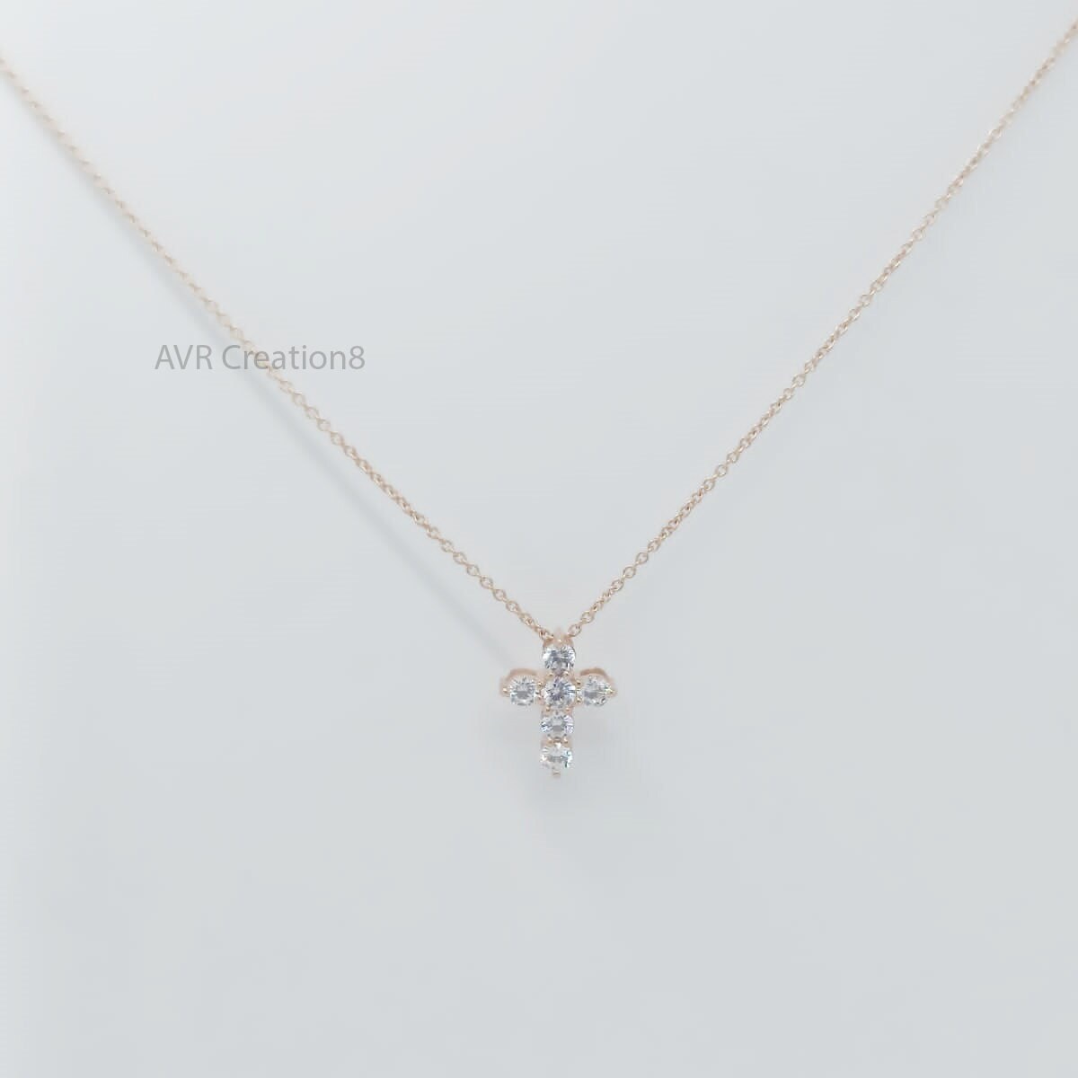 Tiny Cross Diamond Pendant Necklace | Dainty Pave Diamond Cross | 925 Sterling Silver | Everyday Wear Religious Jewelry | Pendant For Women