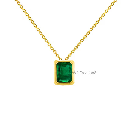 Green Stone Pendant, Gemstone Pendant, Women's  Necklace, Bezel Set Solitaire Pendant, May Birthstone Pendant, Handmade Gifts, Gifts For Mom