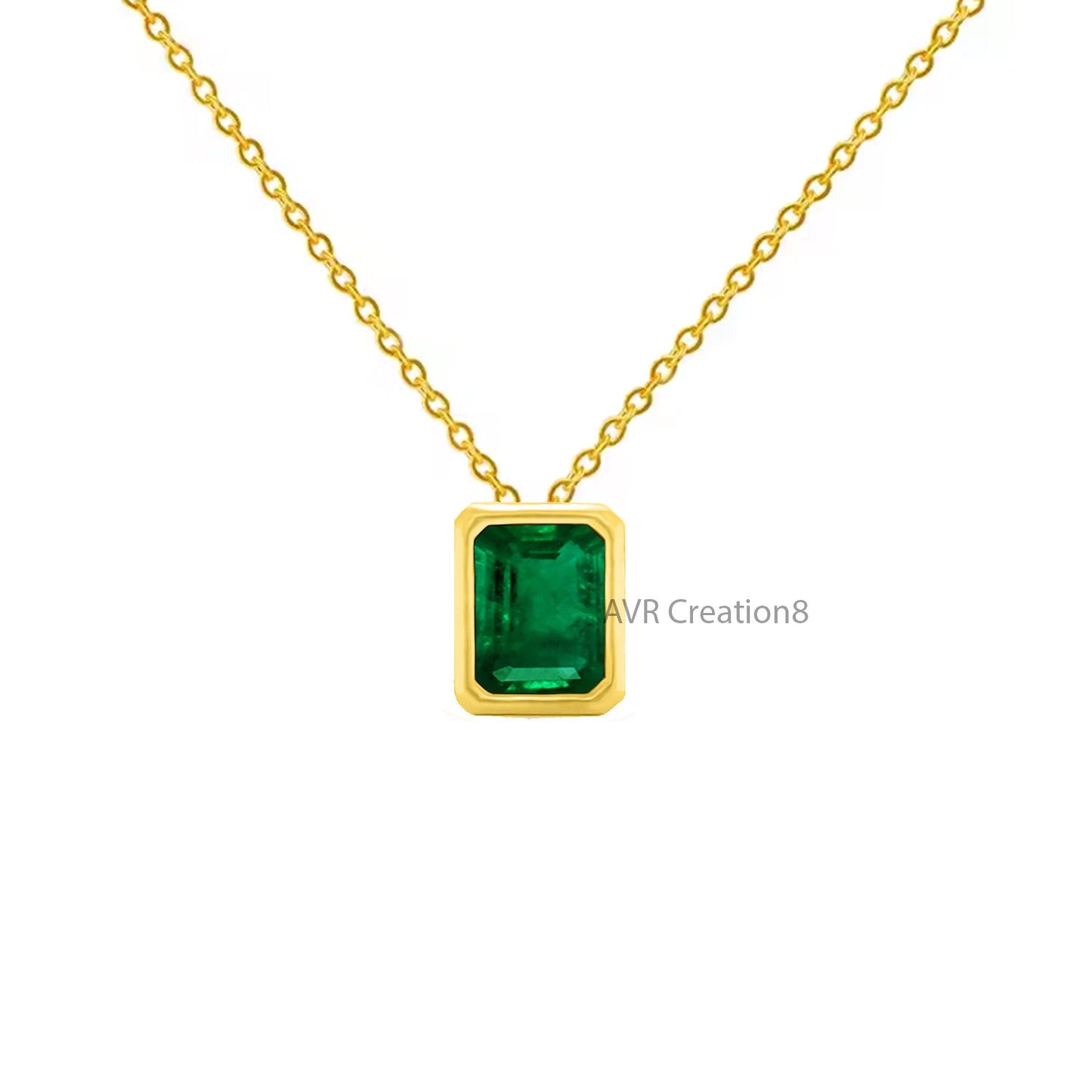 Green Stone Pendant, Gemstone Pendant, Women's  Necklace, Bezel Set Solitaire Pendant, May Birthstone Pendant, Handmade Gifts, Gifts For Mom