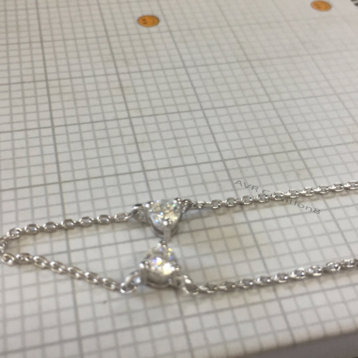 Diamond Station Necklace, Diamond Solitaire Necklace, Pendant For Women, Bridal Diamond Necklace, Prong Set Pendant, 14K White Gold Plated