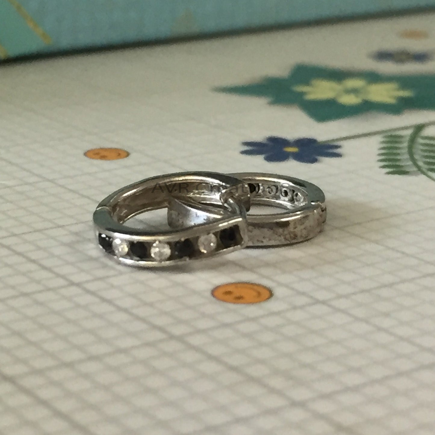 Black & White Diamond Hoop Earrings, Round Diamond Hoop Earrings, Dainty Huggie Hoop Earrings, 14K White Gold Black Diamond Earrings, Gifts