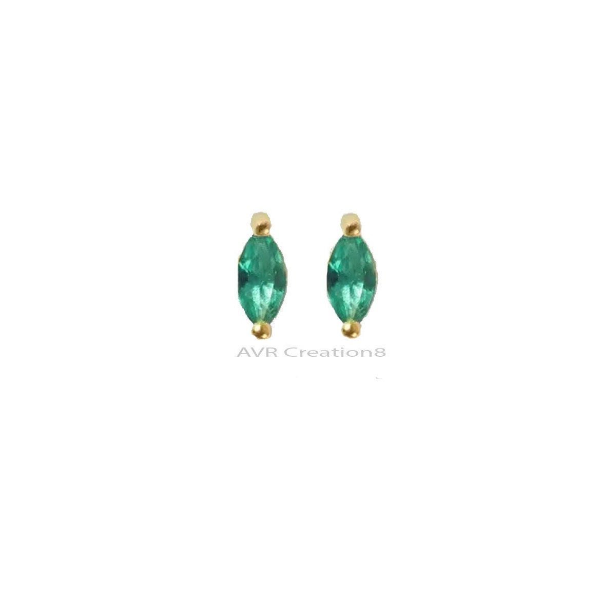 Marquise Cut Green Emerald Stud Earrings For Her, Two Stone Stud Earrings, 925 Sterling Silver, Pushback Stud Earrings, Earrings For Women