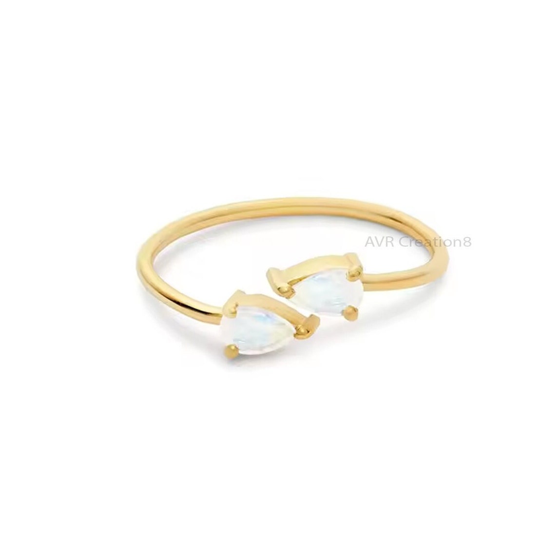 Minimalist Pear Cut Opal Engagement Ring, Two Stone Ring, Opal Gemstone Ring, 925 Sterling Silver, Stackable Ring, Gifts For Girlfriend