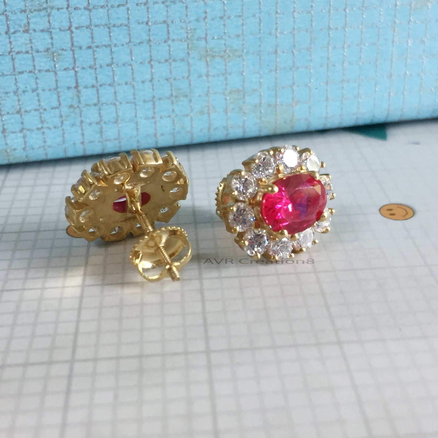 Ruby & Diamond Earrings For Women, Ruby Halo Stud Earrings, Ruby Earrings, July Birthstone Earrings, Mothers Day Gifts, 925 Sterling Silver