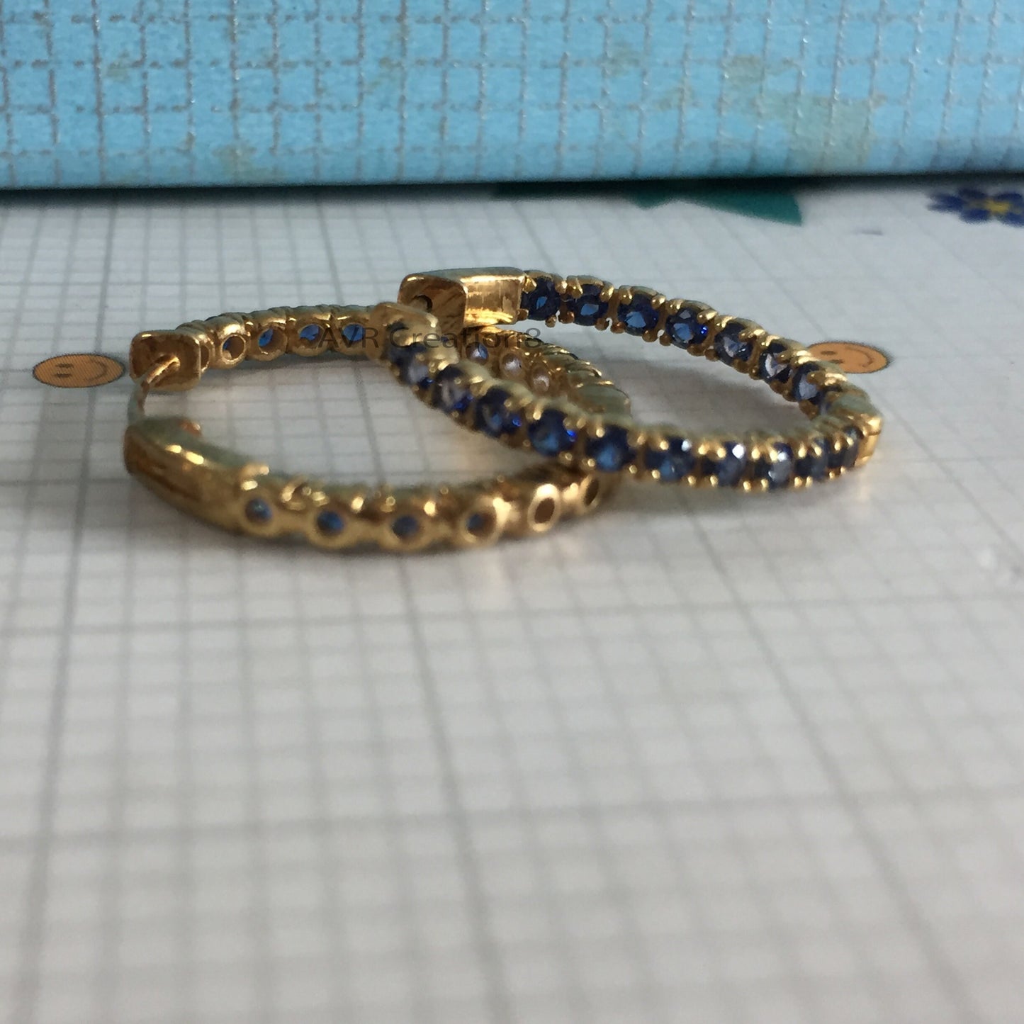 Blue Sapphire Hoop Earrings | Huggie Hoops | Small Gemstone Eternity Earrings | September Birthstone | Everyday Jewelry | Gift For Her