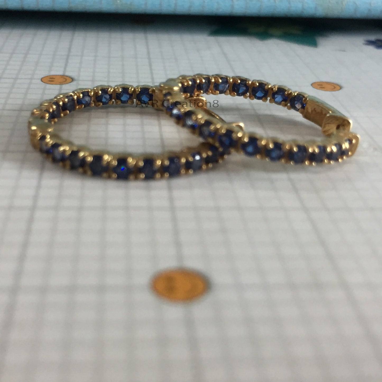 Blue Sapphire Hoop Earrings | Huggie Hoops | Small Gemstone Eternity Earrings | September Birthstone | Everyday Jewelry | Gift For Her
