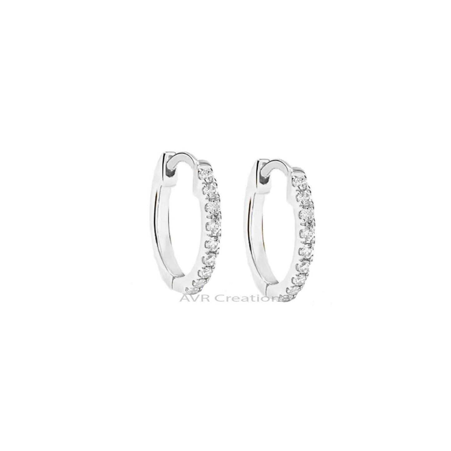 Minimalist Diamond Hoop Huggies Earrings For Women, Diamond Hoop Earrings, Everdaywear Earrings, 925 Sterling Silver, Mothers Day Gifts