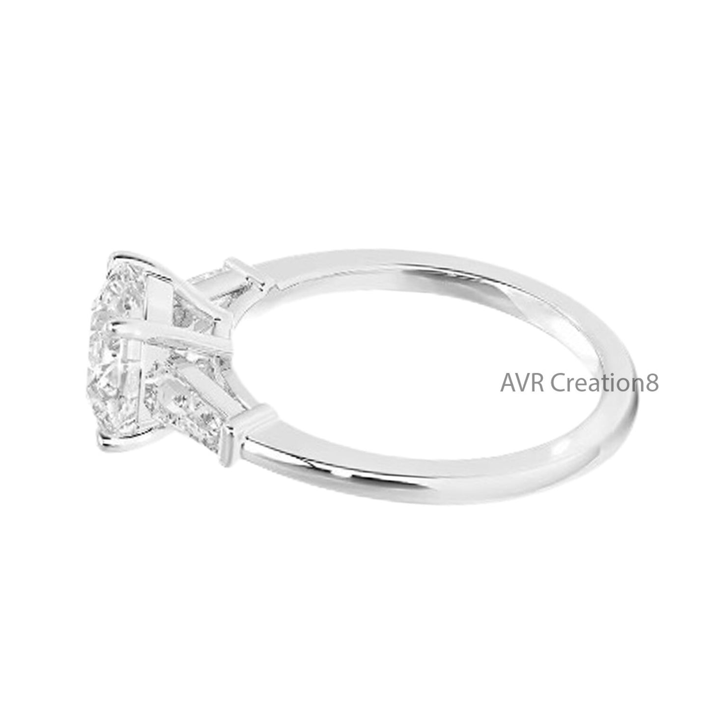 Engagement Diamond Ring, Wedding Diamond Ring, Three Stone Diamond Ring, Minimalist Ring, Handmade Ring, 925 Sterling Silver, Women's Ring