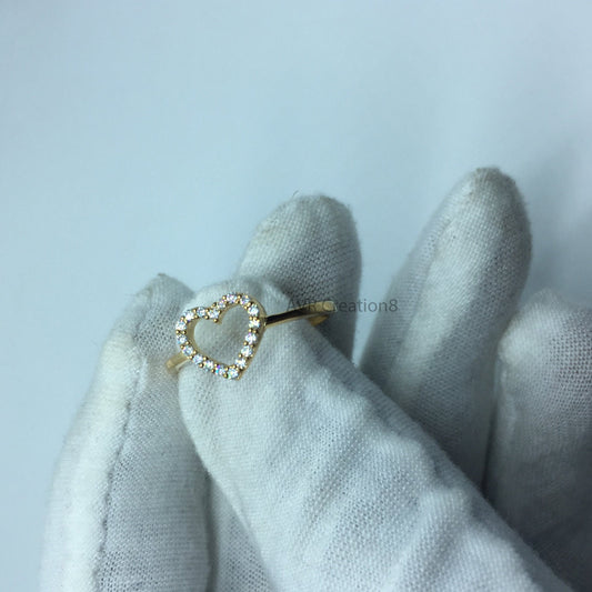 Heart Diamond Ring, Dainty Moissanite Heart Ring, Handmade Gifts, Love Heart Ring, 14K Yellow Gold Promise Ring, Anniversary Gifts For Her