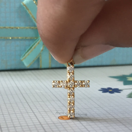 Diamond Cross Pendant | Cross Necklace | Dainty Christian Jewelry | Religious Gift For Her | 14k Gold Plated Cross Charm | Faith Necklace