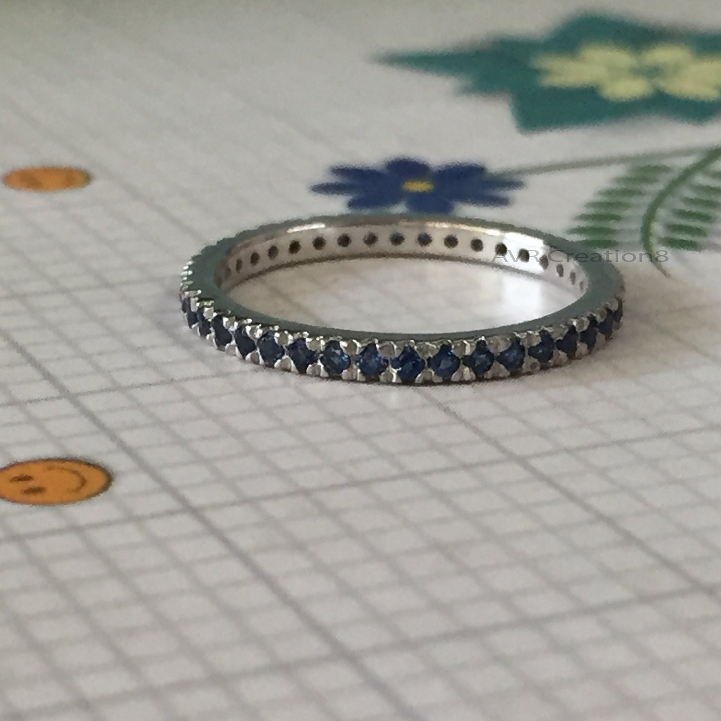 Dainty Sapphire Eternity Ring, Blue Sapphire Wedding Band For Women, September Birthstone Band, 925 Sterling Silver, Mother's Day Gifts