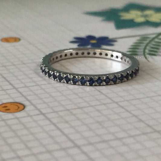 Dainty Sapphire Eternity Ring, Blue Sapphire Wedding Band For Women, September Birthstone Band, 925 Sterling Silver, Mother's Day Gifts