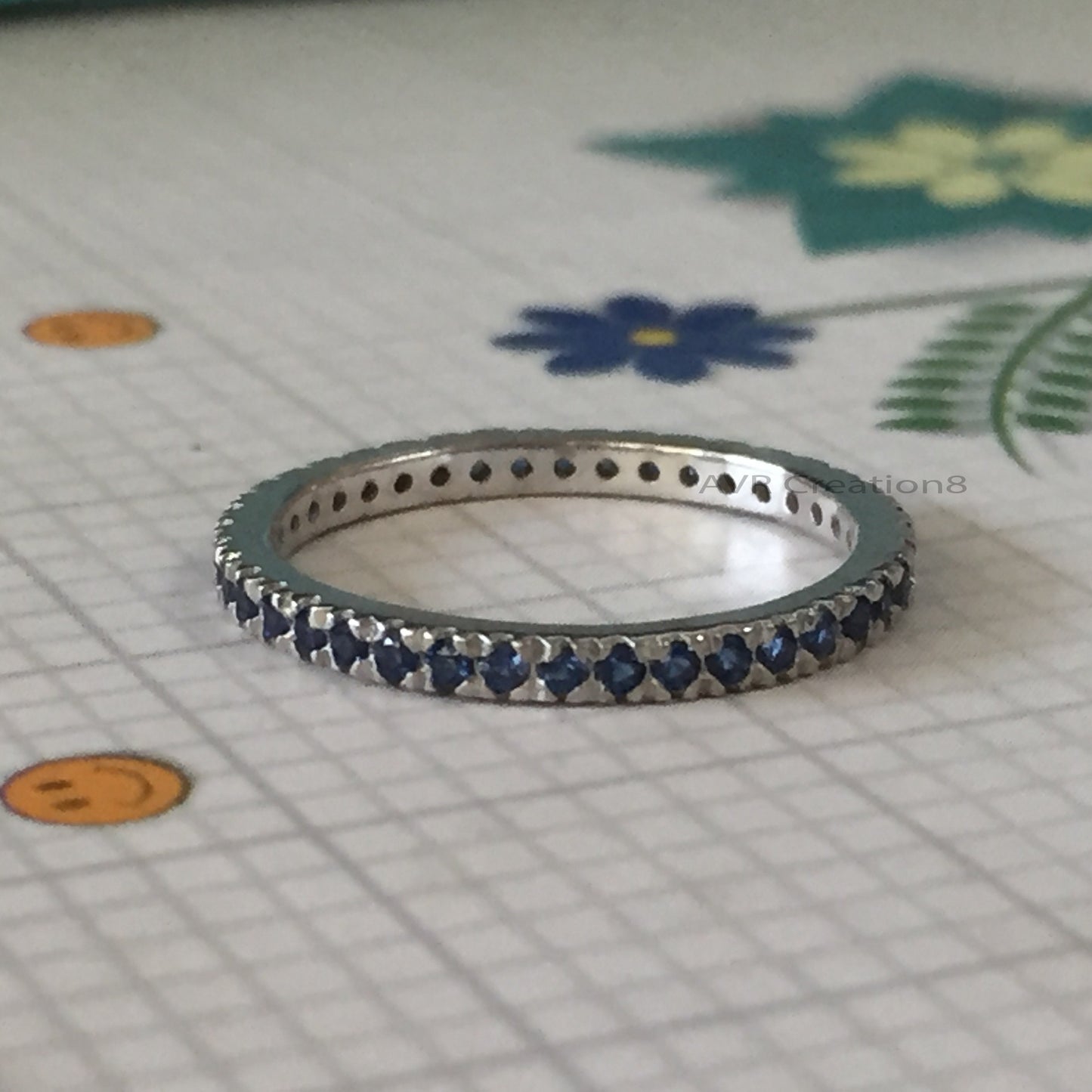 Dainty Sapphire Eternity Ring, Blue Sapphire Wedding Band For Women, September Birthstone Band, 925 Sterling Silver, Mother's Day Gifts