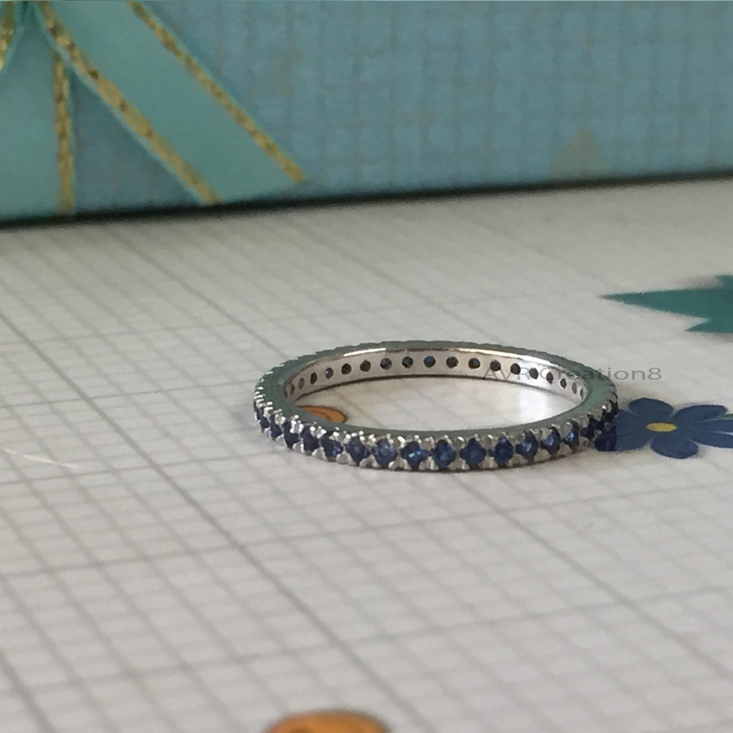 Dainty Sapphire Eternity Ring, Blue Sapphire Wedding Band For Women, September Birthstone Band, 925 Sterling Silver, Mother's Day Gifts