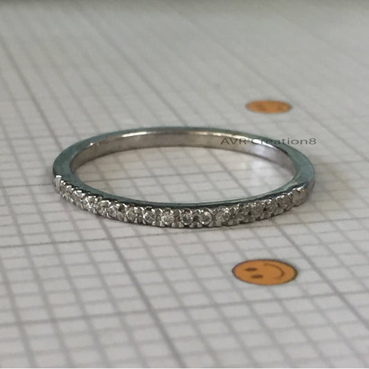 Dainty Diamond Eternity Band | Sterling Silver Wedding Ring | Half Eternity Ring | Thin Stacking Ring | Promise Ring For Her  Bridal Jewelry