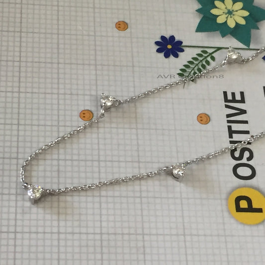 Diamond Station Necklace, Diamond Solitaire Necklace, Pendant For Women, Bridal Diamond Necklace, Prong Set Pendant, 14K White Gold Plated
