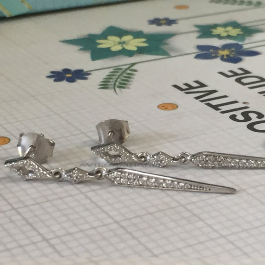 Dainty Diamond Dangle Earrings For Women, Bridal Diamond Earrings, Birthday Gift, 925 Sterling Silver, Anniversary Gifts, Mothers Day Gifts