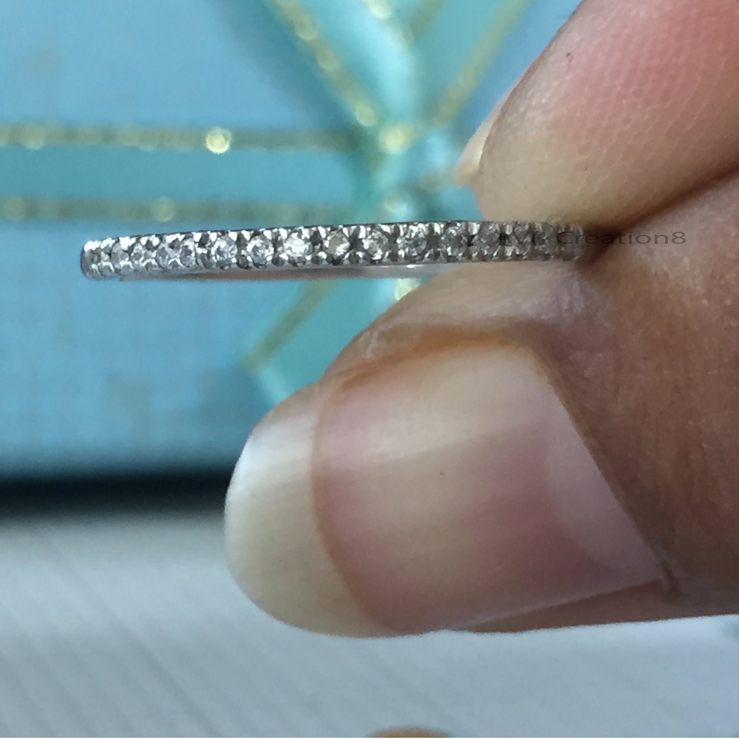 Dainty Diamond Eternity Band | Sterling Silver Wedding Ring | Half Eternity Ring | Thin Stacking Ring | Promise Ring For Her  Bridal Jewelry