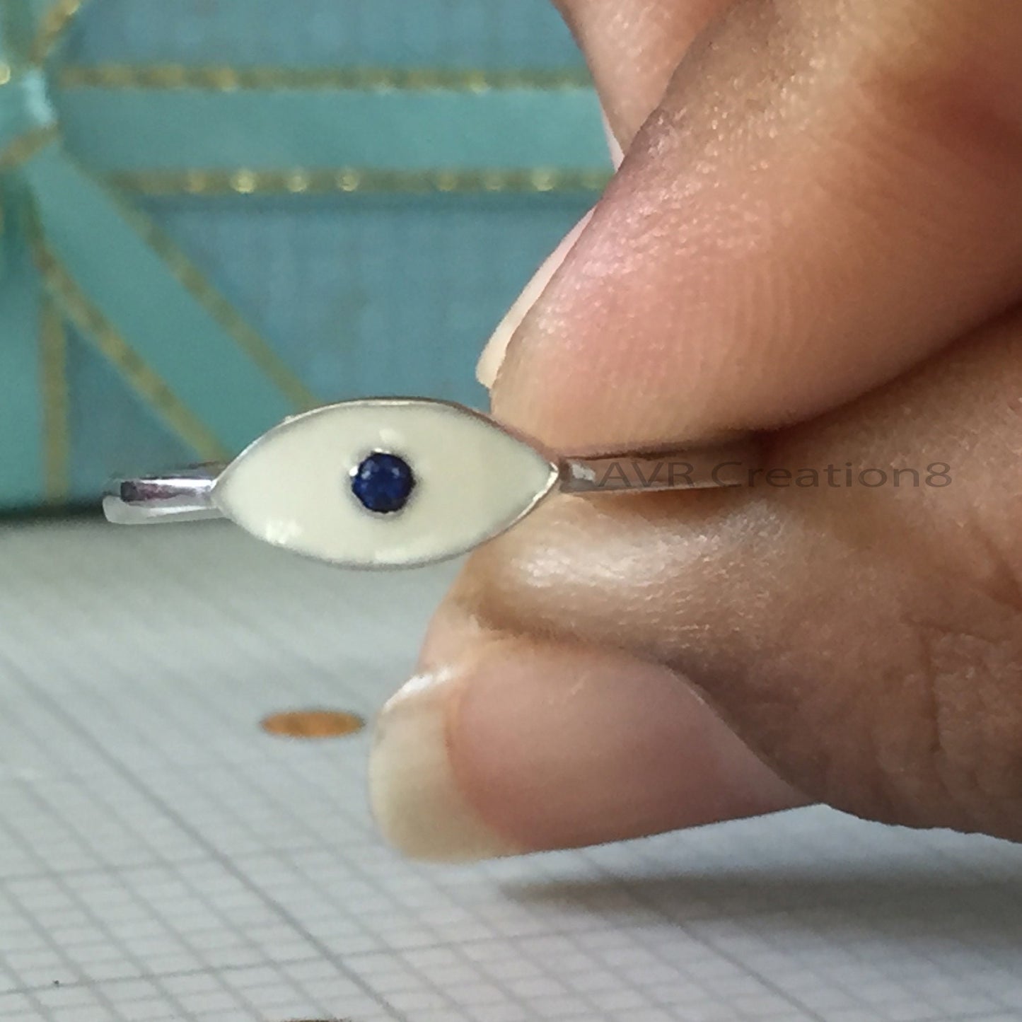 Dainty Evil Eye Stacking Ring For Women, Handmade Ring, Evil Eye Protection Ring, 925 Sterling Silver Ring, Mothers Day Gifts For Mom