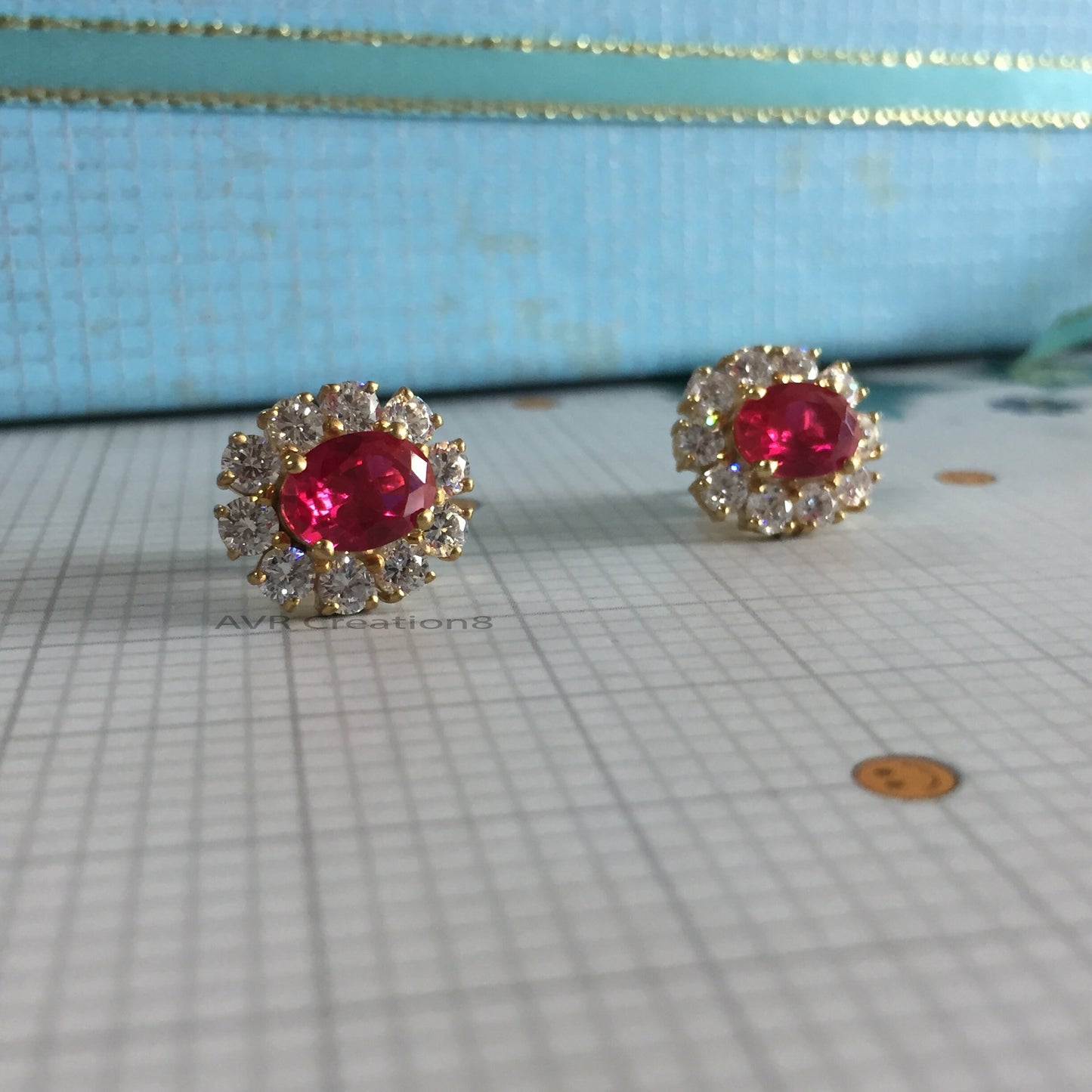 Ruby & Diamond Earrings For Women, Ruby Halo Stud Earrings, Ruby Earrings, July Birthstone Earrings, Mothers Day Gifts, 925 Sterling Silver