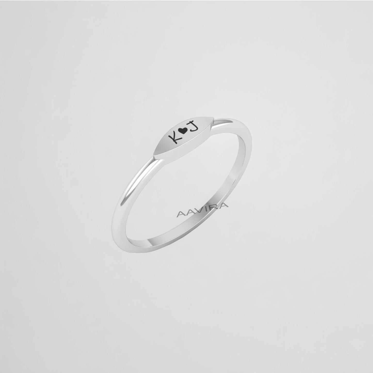 Engrave Enameling Ring, Dainty Stacking Ring, Minimalist Wedding Band Ring, Initial Ring, Heart Engrave Ring, Custom Signet Ring, Gifts