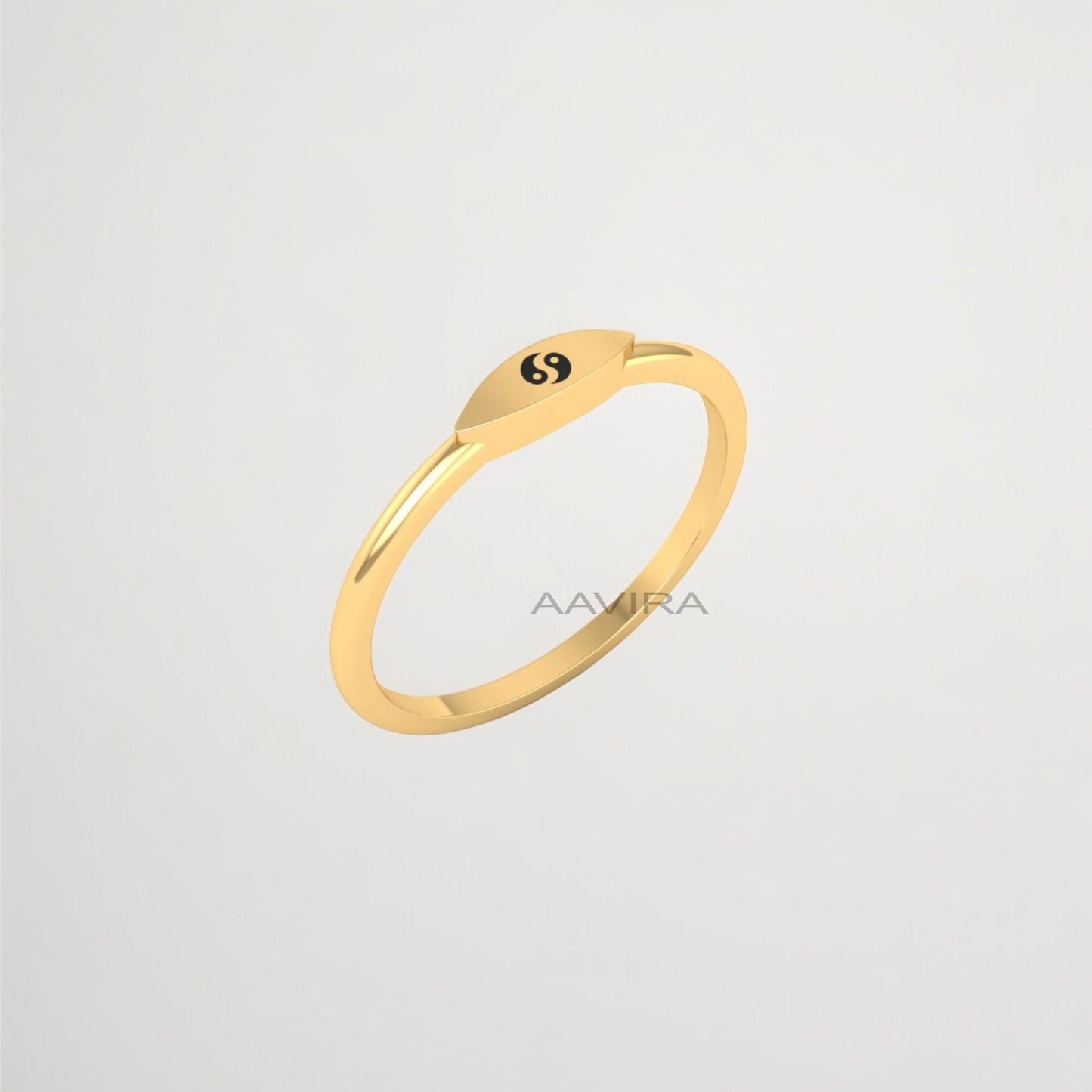 Customization Band, Yin Yang Signet Ring, Minimalist Band Ring, 14k Yellow Gold Plated, Gifts, Special Occasion Gift, Plain Yin Yang Ring