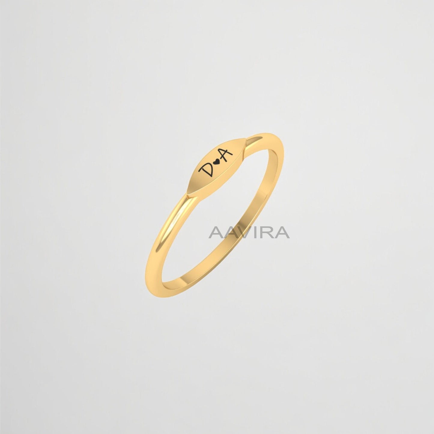Customization Band Ring/Custom Signet Ring/Initial Band Ring/Silver Stacking Ring/Minimalist Heart Engrave Ring/Couple Initial Ring/Gifts