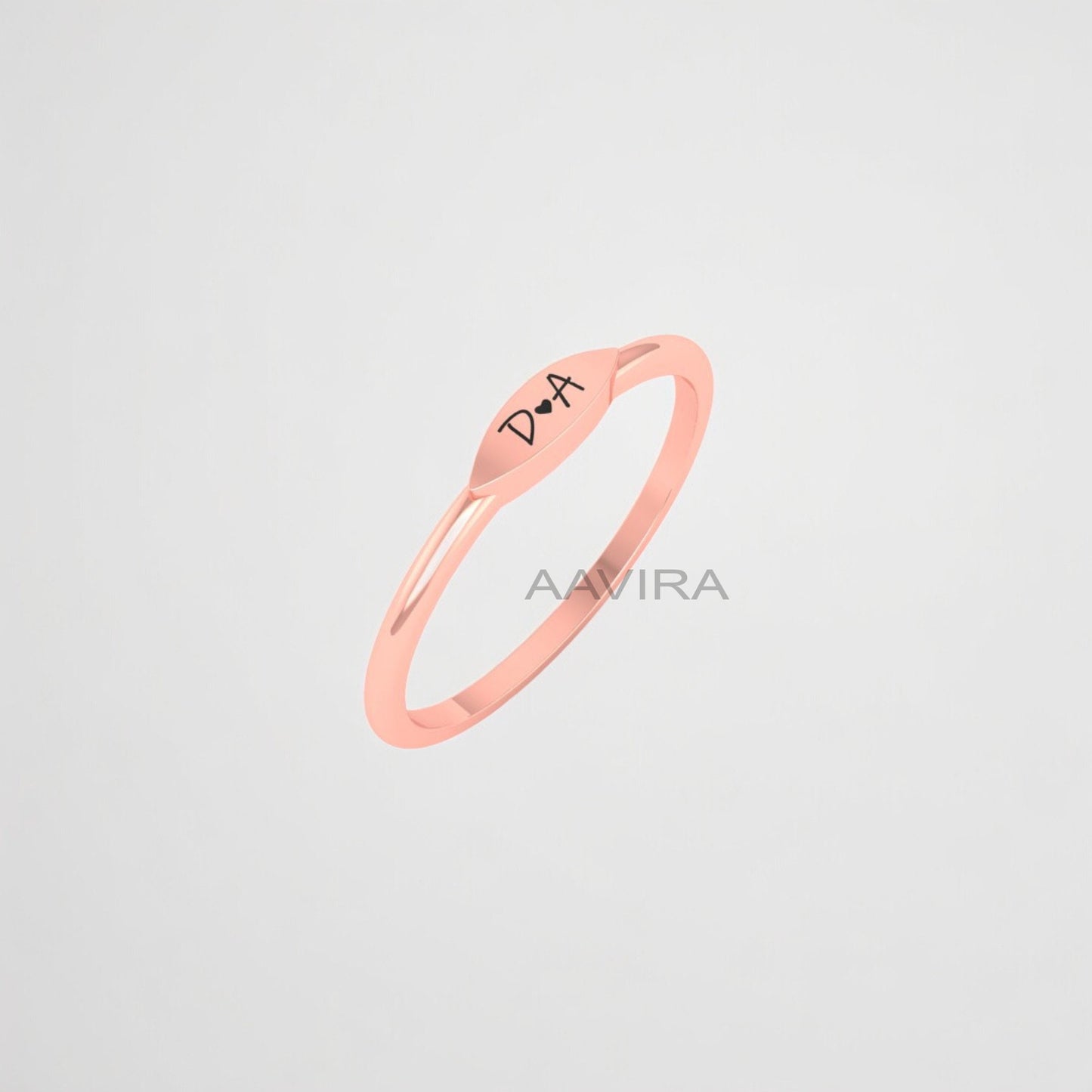 Customization Band Ring/Custom Signet Ring/Initial Band Ring/Silver Stacking Ring/Minimalist Heart Engrave Ring/Couple Initial Ring/Gifts