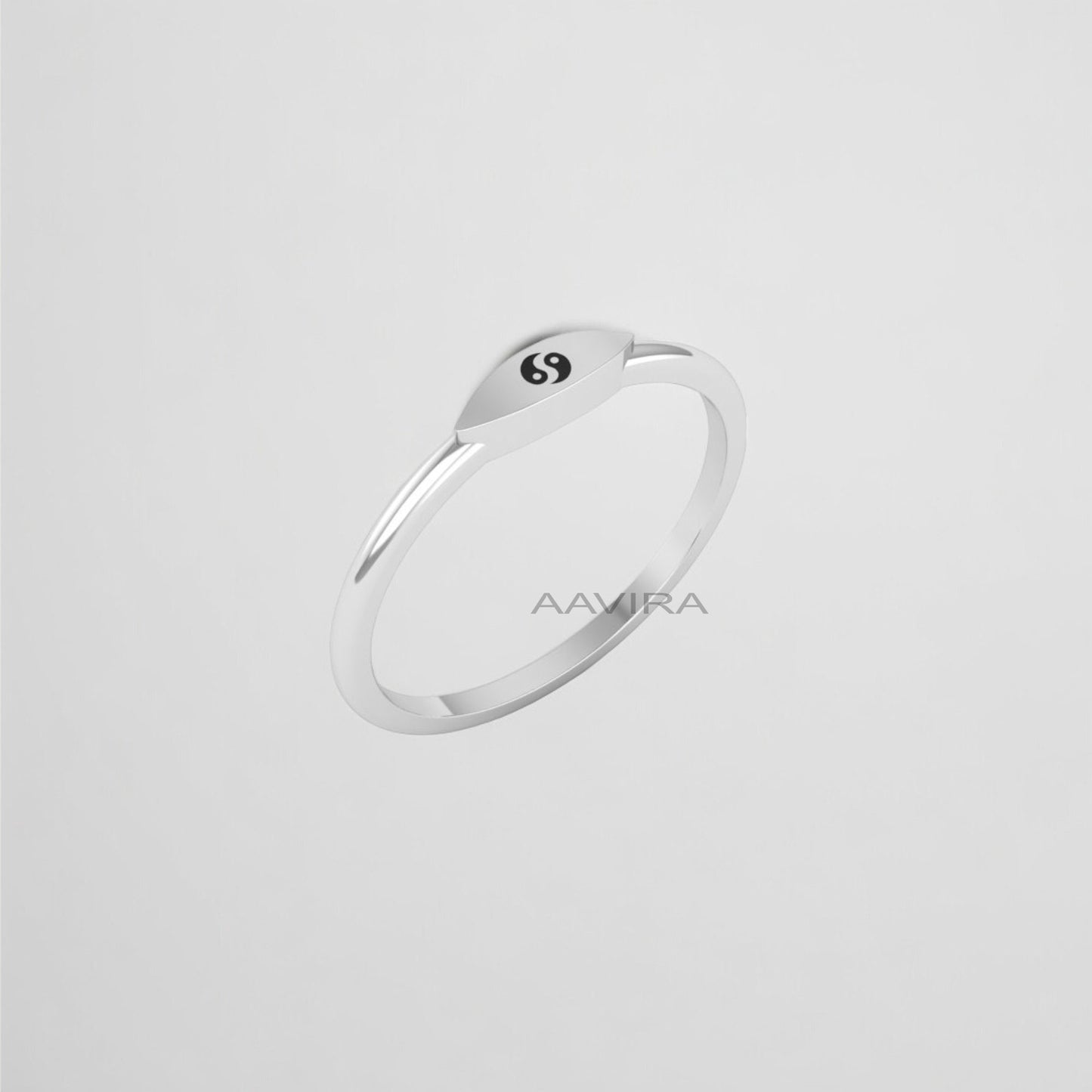 Customization Band, Yin Yang Signet Ring, Minimalist Band Ring, 14k Yellow Gold Plated, Gifts, Special Occasion Gift, Plain Yin Yang Ring