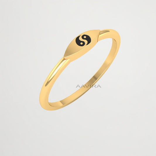 Customization Band, Yin Yang Signet Ring, Minimalist Band Ring, 14k Yellow Gold Plated, Gifts, Special Occasion Gift, Plain Yin Yang Ring
